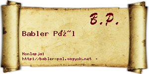Babler Pál névjegykártya
