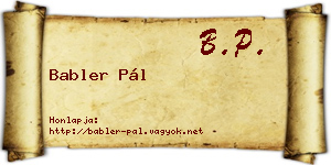 Babler Pál névjegykártya
